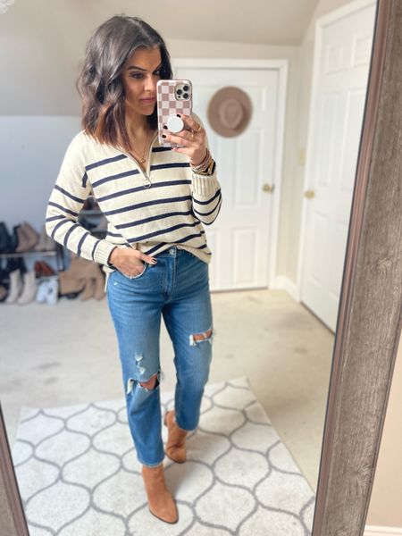 Today’s ootd

Sweater is old from Loft, but no longer available. Linking very similar on Amazon
Abercrombie jeans on major sale! 25% off, plus an extra 15% off with code DENIMAF
Boots Tts 

#LTKsalealert #LTKstyletip #LTKunder50
