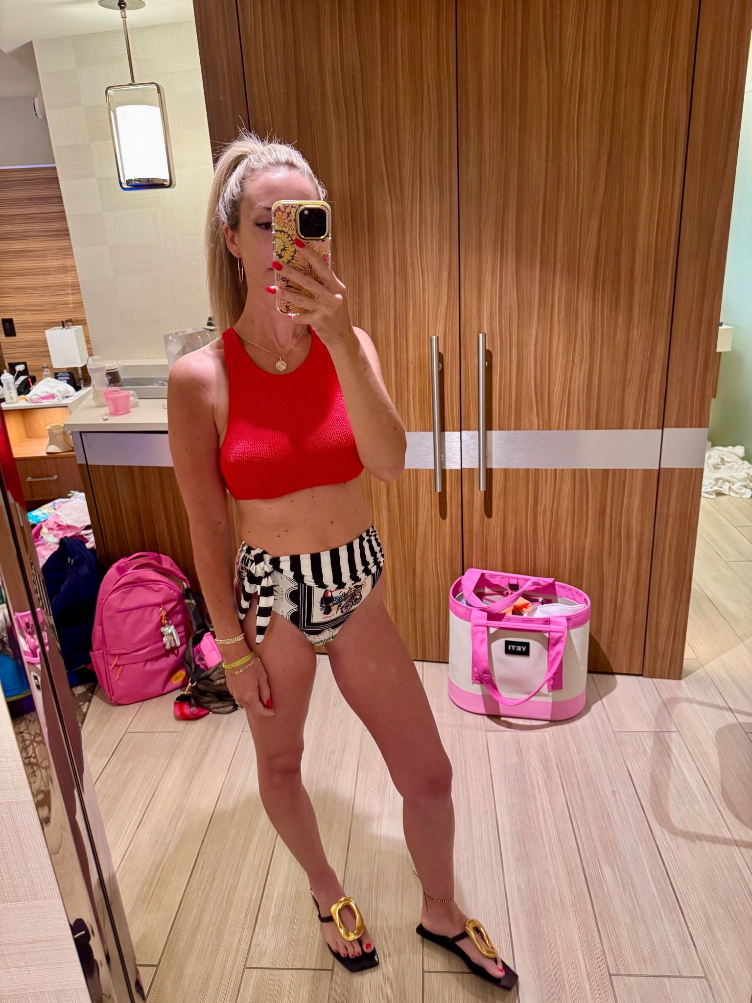 Love these bottoms. High waisted, full coverage and tie on the side
Wearing XS  


#LTKPetite #LTKSwim #LTKTravel