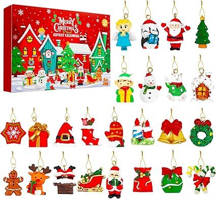 Kentaly Advent Calendar 2021 Mini Christmas Ornaments 24 Days Christmas Countdown Advent Calendar... | Amazon (US)