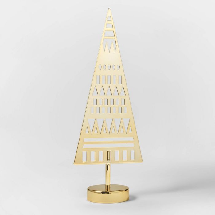 Large Metal Laser Cut Christmas Tree Decorative Figurine Gold - Wondershop&#8482; | Target