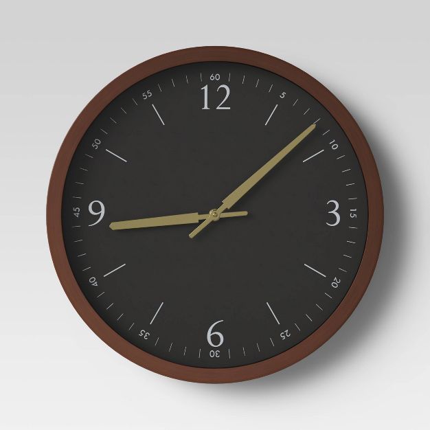20" Walnut Woodgrain Wall Clock Black - Project 62™ | Target