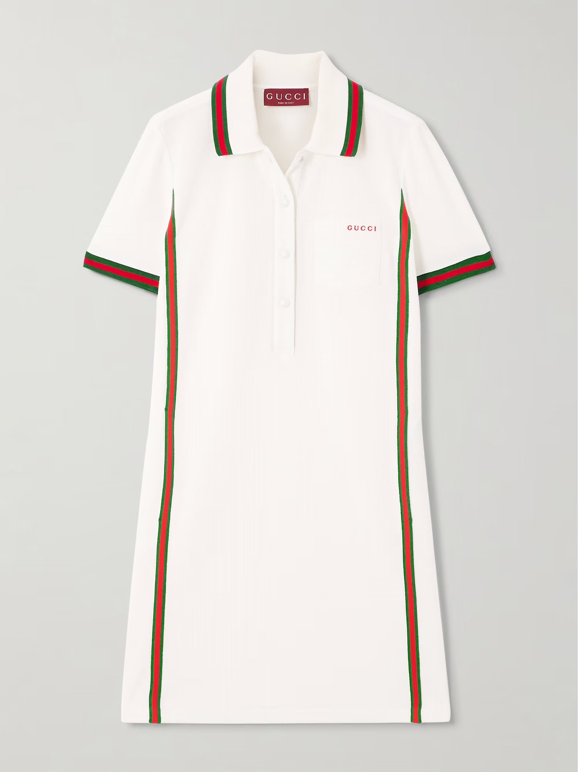 Embroidered webbing-trimmed cotton-piqué mini dress | NET-A-PORTER (UK & EU)