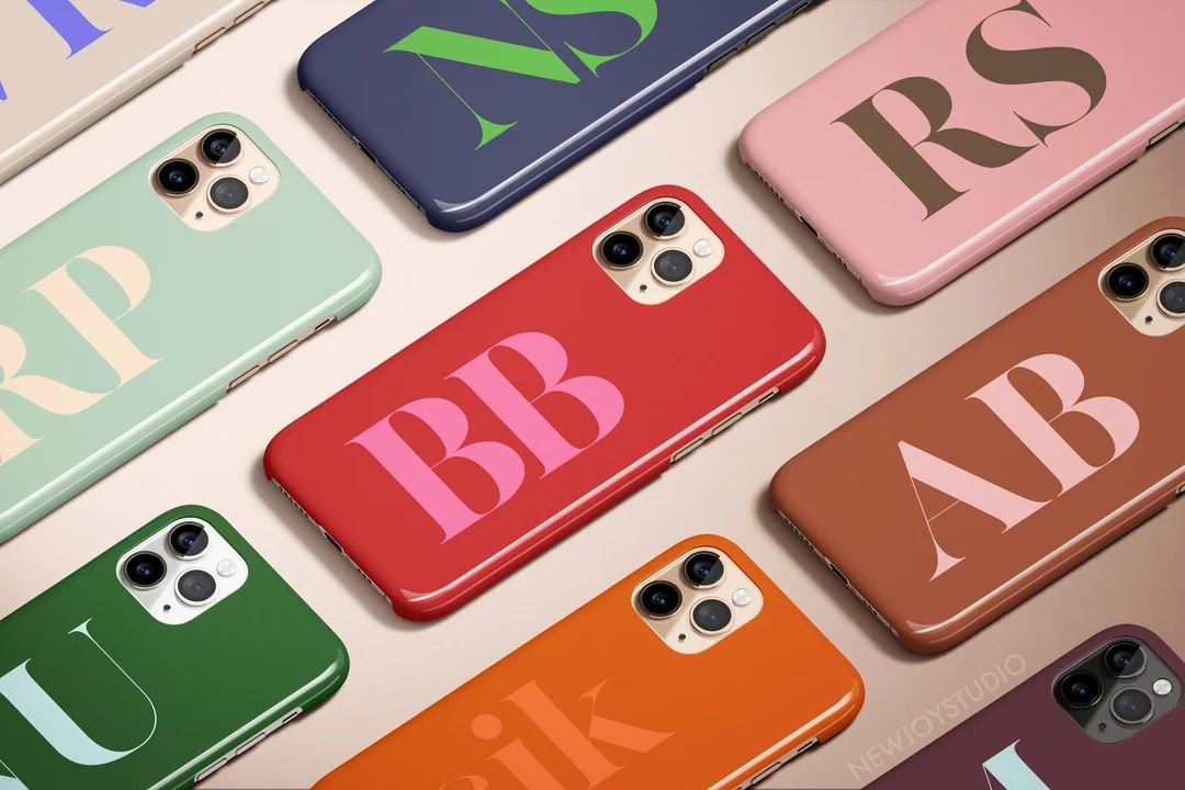 Autumn Color Monogram Phone Case, Custom Personalized Initial iPhone 14 Case, Cute iPhone 11 12 1... | Etsy (US)