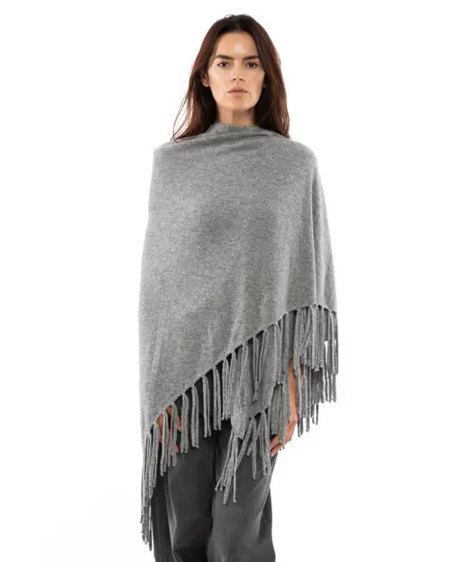 Monticelli Cashmere Women's Pure Cashmere Fringe Wrap in Melange Gray at Nordstrom | Nordstrom