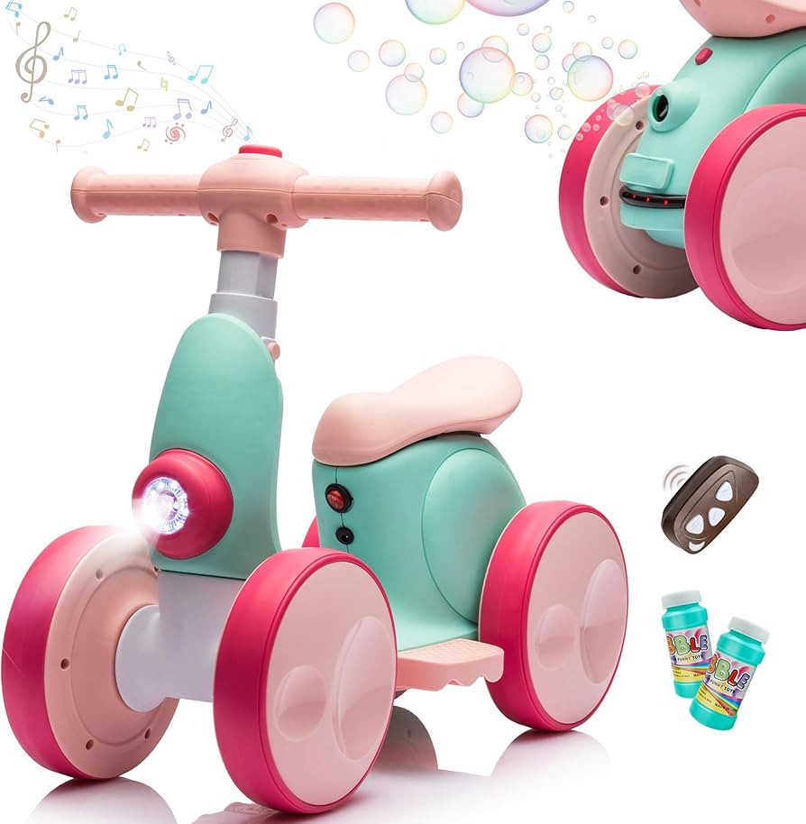 6V Electric Baby Balance Bike with Bubble Machine,4 in 1 Toddler Balance Bike w/Remote for 1 Year... | Amazon (US)