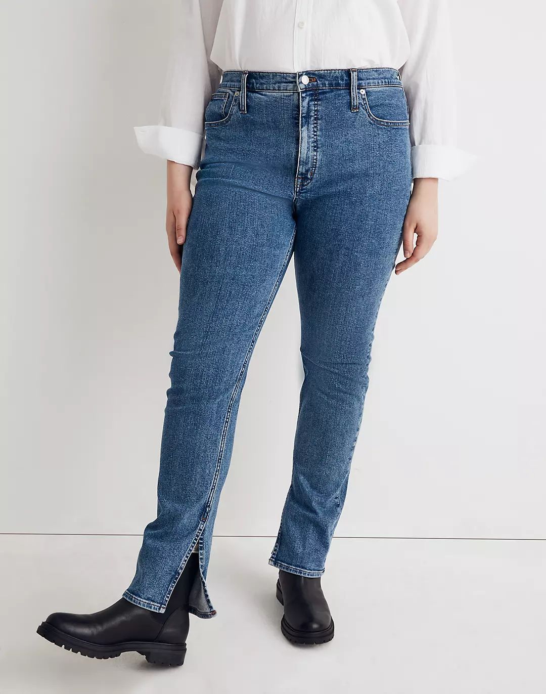 Mid-Rise Stovepipe Jeans in Knowland Wash: Slit-Hem Edition | Madewell