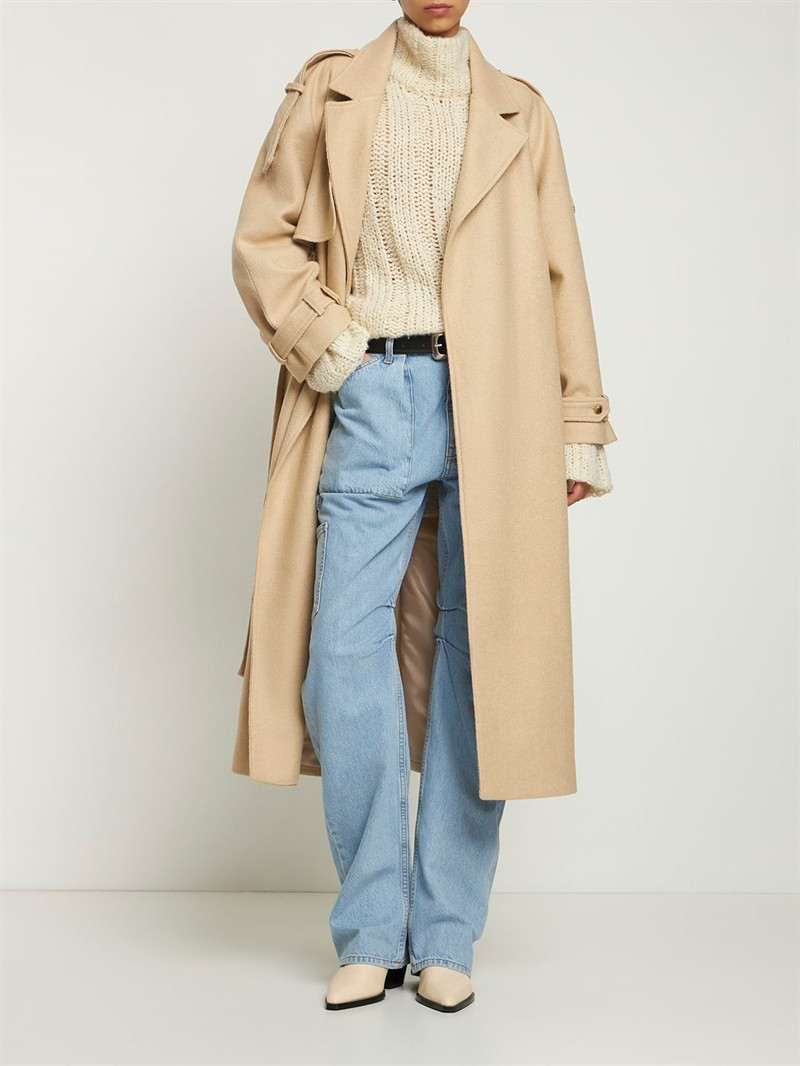 Suzanne boiled wool trench coat - The Frankie Shop - Women | Luisaviaroma | Luisaviaroma