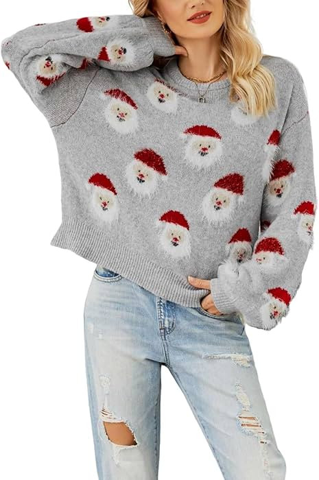 Arssm Women Santa Sweater Ugly Christmas Sweater Funny Xmas Holiday Party Knitted Cozy Pullover S... | Amazon (US)
