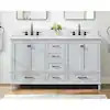 Home Decorators Collection Merryfield 61 in. Double Sink Dove Grey Bath Vanity with White Carrara Marble Top (Assembled) 19112-VS61-DV | The Home Depot