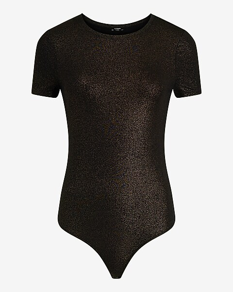Supersoft Shine Fitted Crew Neck Short Sleeve Bodysuit | Express