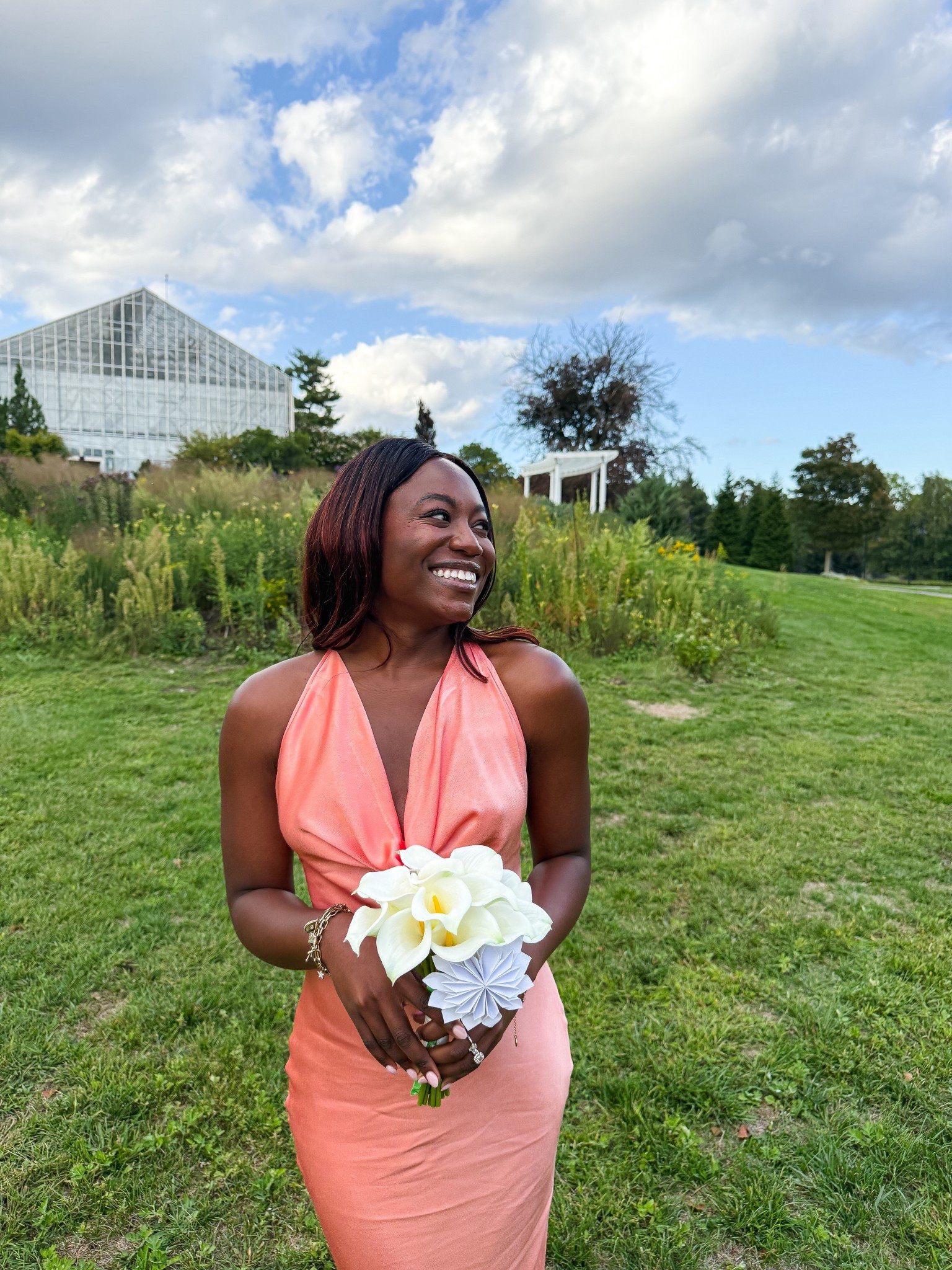 Spring summer bridesmaid dress by sndy but also a great wedding guest dress! 

Salmon pink, pink orange, revolve, halter dress 

#LTKWedding