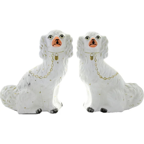 Set of 2 Staffordshire Dog Accents, White | Maisonette