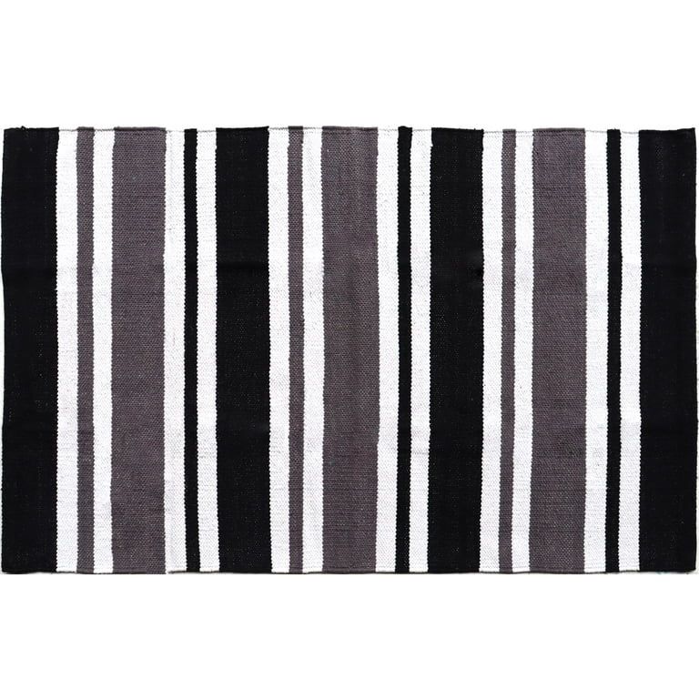 Halloween Stripe Black & White Outdoor Entryway Cotton Mat, 26 in x 38 in, by Way To Celebrate - ... | Walmart (US)