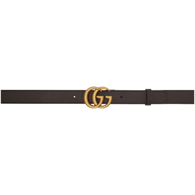 Gucci Brown Leather Double G Belt | SSENSE 