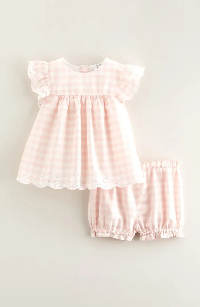 Scalloped Gingham Check Cotton Top & Bloomers | Nordstrom
