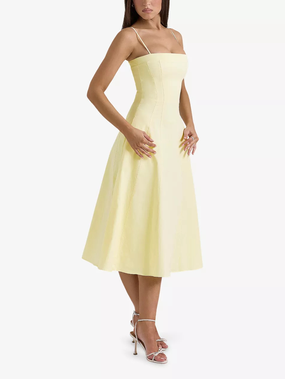 HOUSE OF CB - Dolly Square-Neck Stretch-Cotton Midi Dress | Selfridges.com | Selfridges