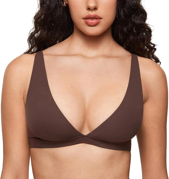 INLYRIC Women's Inbarely Soft Plunge Bralette - Deep V Unlined Triangle No Padding No Underwire S... | Amazon (US)