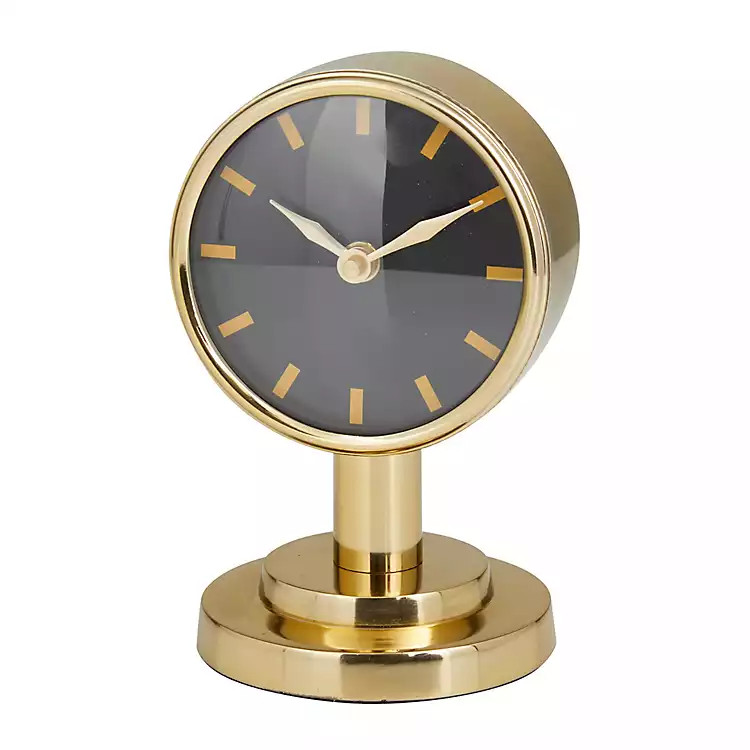 Metallic Gold Steel Beveled Base Tabletop Clock | Kirkland's Home