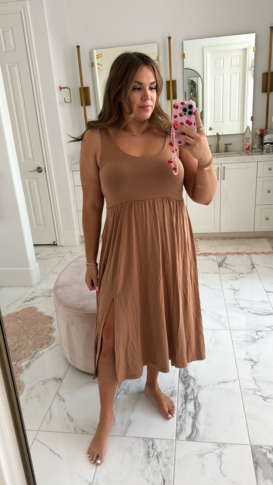 curvy midi ballet dress in brown! in wearing the size large. so comfy and soft! 

#LTKSeasonal #LTKMidsize #LTKFindsUnder50