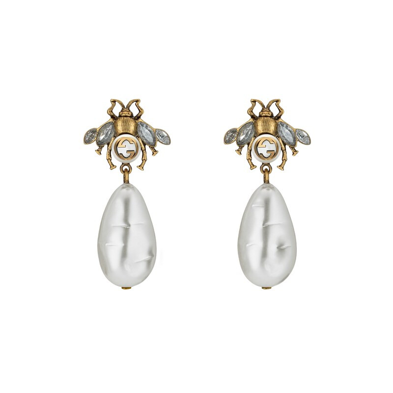 Bee earrings with drop pearls | Gucci (US)