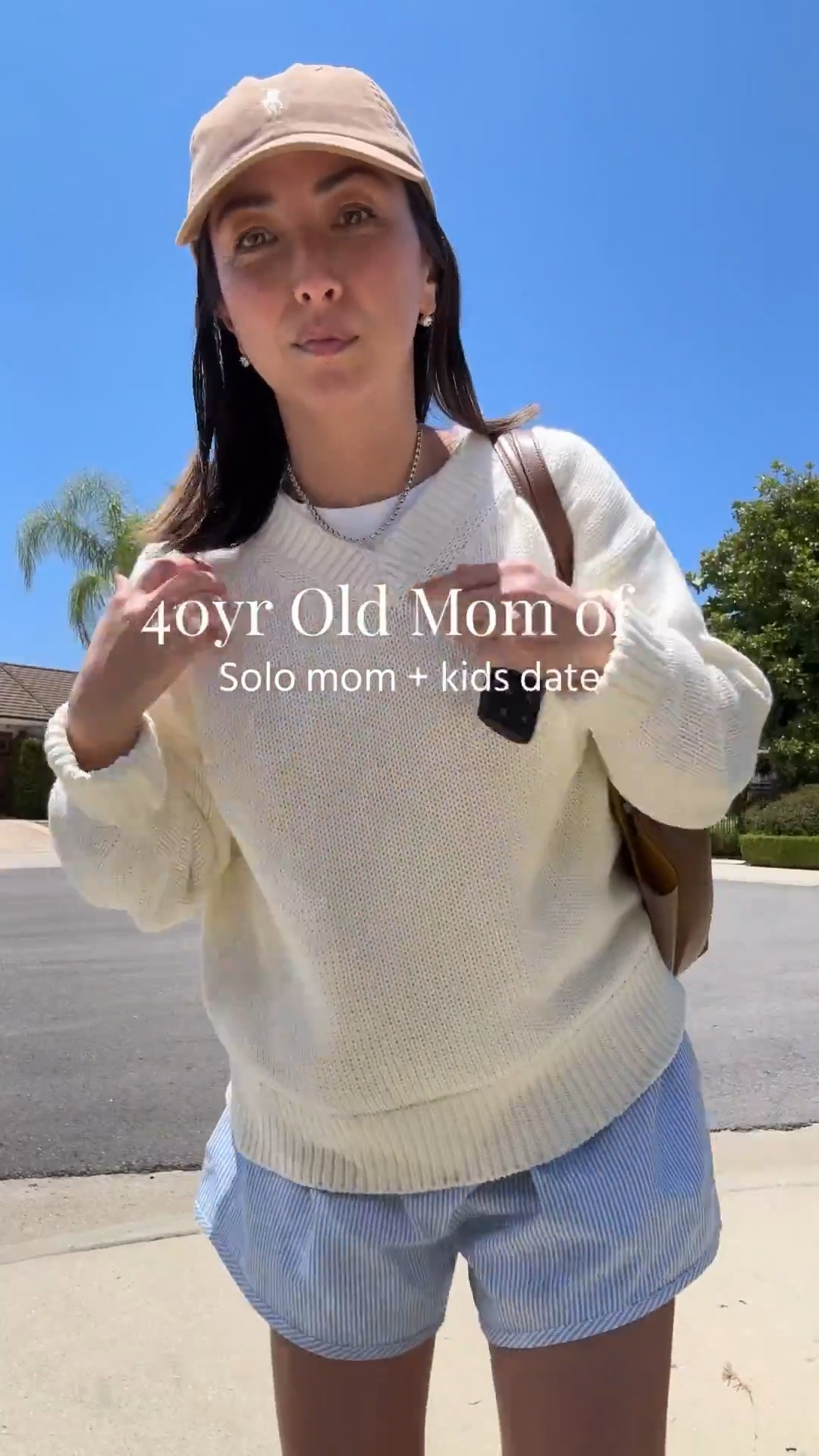 Easy mom outfit for a day of solo parenting. Loving this sweater and shorts weather. 

J.Crew tee medium
Artizia sweater xs
Recreational Habits shorts medium
Reformation flats 5
Polo Ralph Lauren hat
Mansur Gavriel tote
Dorsey James necklace 15"
Electric Picks earrings

#LTKmomlife #LTKgrwm #LTKPetite