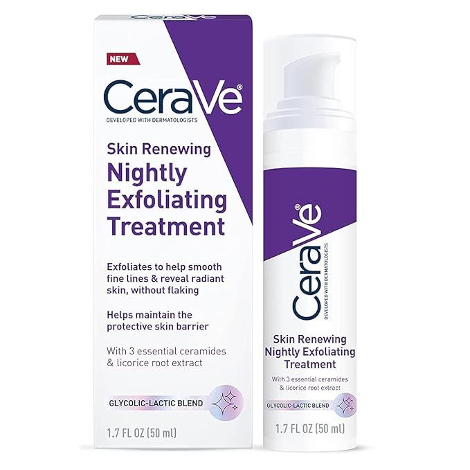 CeraVe Skin Renewing Nightly Exfoliating Treatment | Anti Aging Face Serum with Glycolic Acid, La... | Amazon (US)