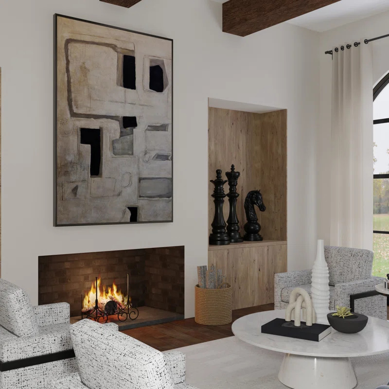 Acute Framed Canvas Art - Hand Painted Abstract - 1.5 Inch Frame | Wayfair North America