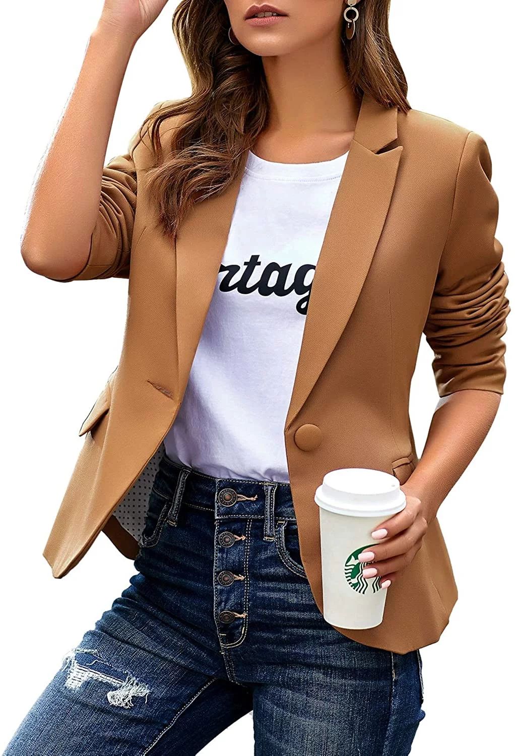 luvamia Womens Business Casual Blazer Work Office Coats Pocket Back Slit Jacket Suit, Size S-2XL ... | Walmart (US)