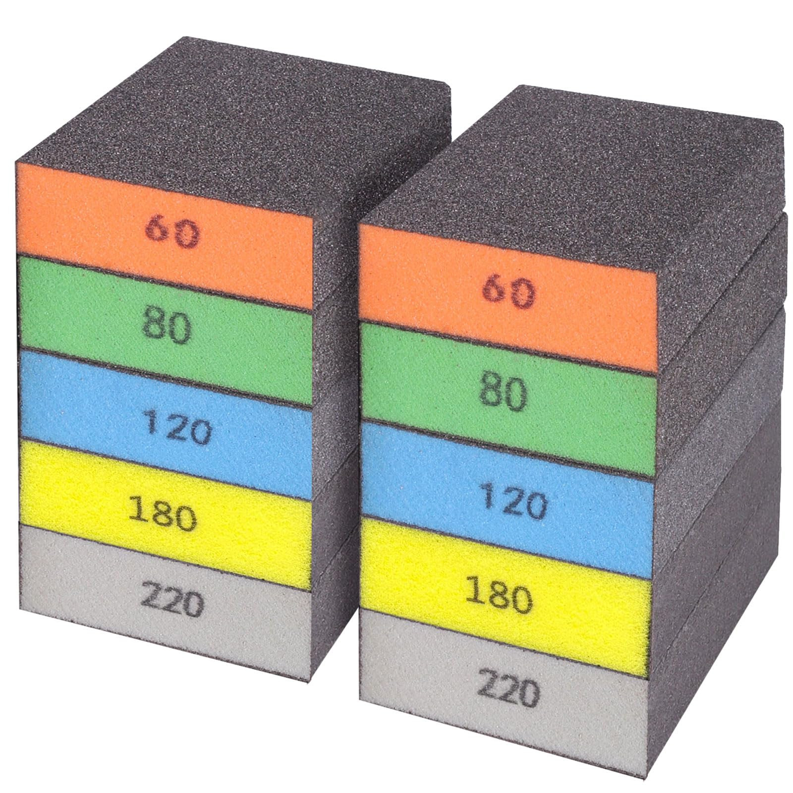 10 Pcs Sanding Sponge, Washable and Reusable Sanding Block 60/80/100/120/180/220 Grit Sand Paper ... | Amazon (US)