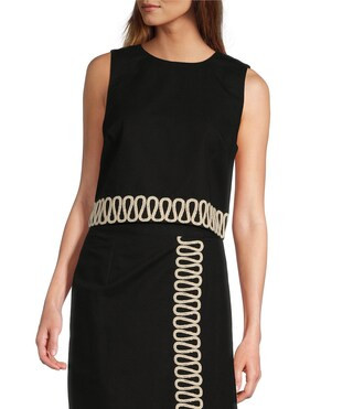 Slava Embroidered Faux Wrap Canvas Coordinating Midi Skirt | Dillard's