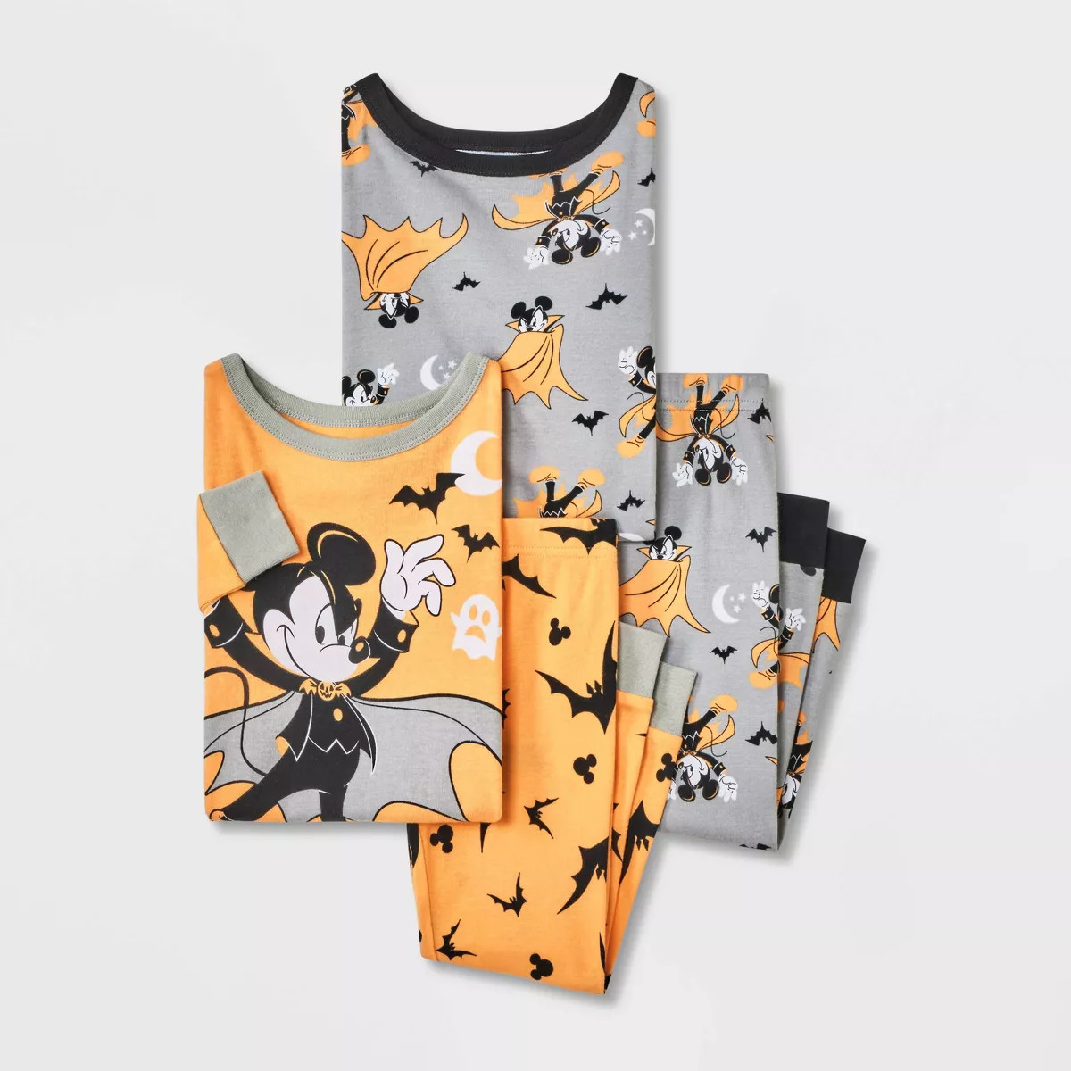 Toddler Boys' 4pc Mickey Mouse & Friends Cotton Long Sleeve Halloween Pajama Set - Orange/Gray/Bl... | Target
