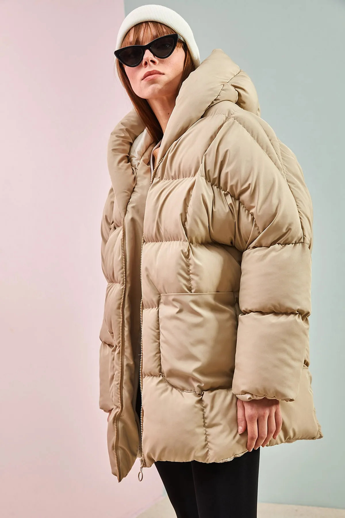 Bianco Lucci Winterjacke - Beige - Puffer - Trendyol | Trendyol DE