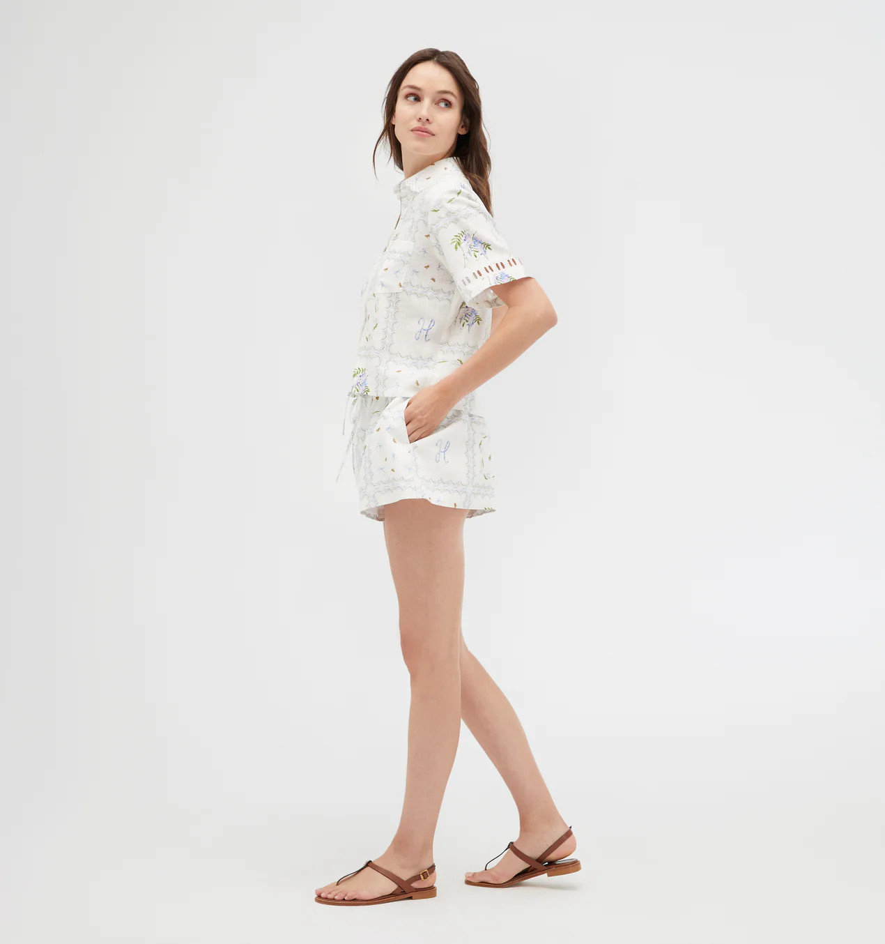 The Annette Top - White Floral Patchwork | Hill House Home