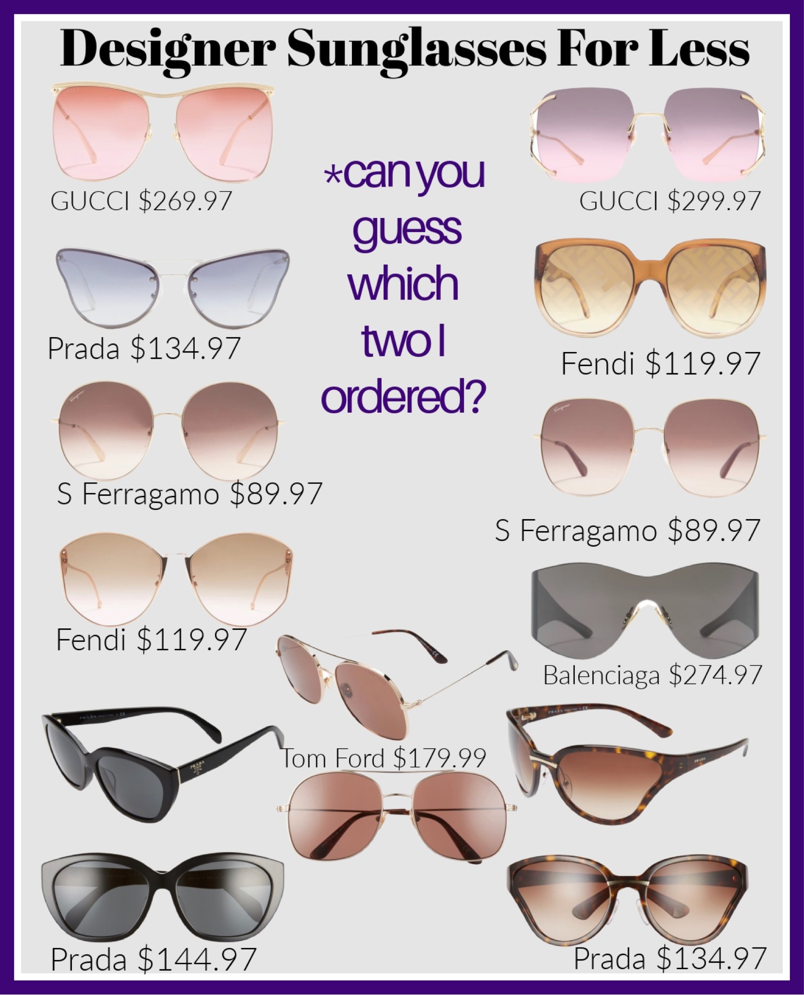 I had to share these designer sunglasses for so much less than retail 🤩 they only have a few of each so don’t wait, perfect gifts!! I ordered two 🤪😘

#LTKsalealert #LTKstyletip #LTKHoliday