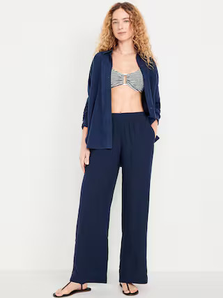 High-Waisted Linen-Blend Wide-Leg Pants | Old Navy | Old Navy (US)