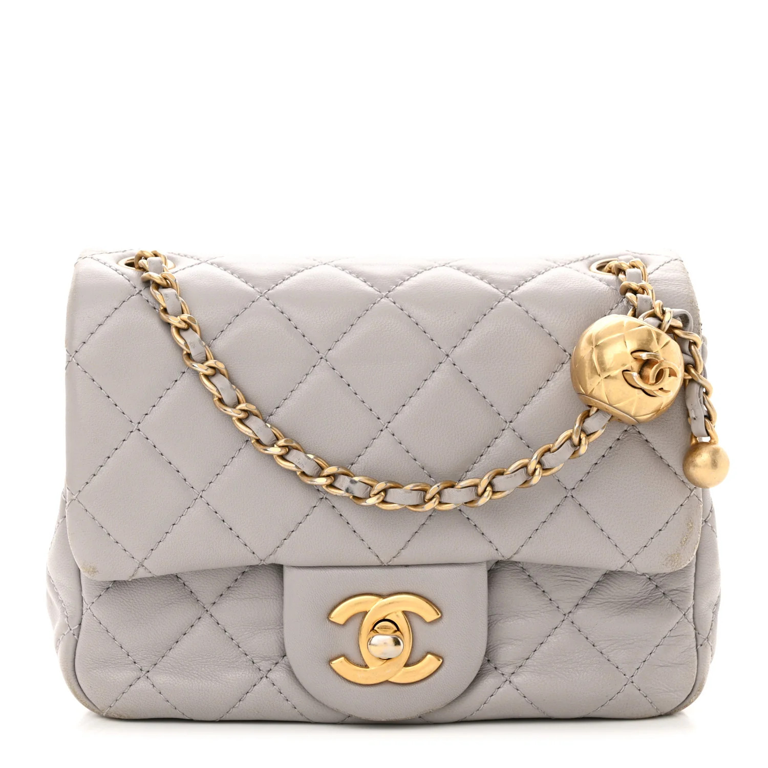 Chanel Lambskin Quilted Mini Pearl Crush Flap Light Grey | FASHIONPHILE (US)