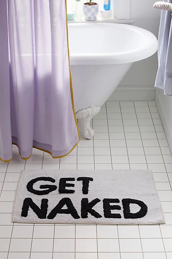 Get Naked Printed Bath Mat in Black/White at Urban Outfitters | Urban Outfitters (US and RoW)