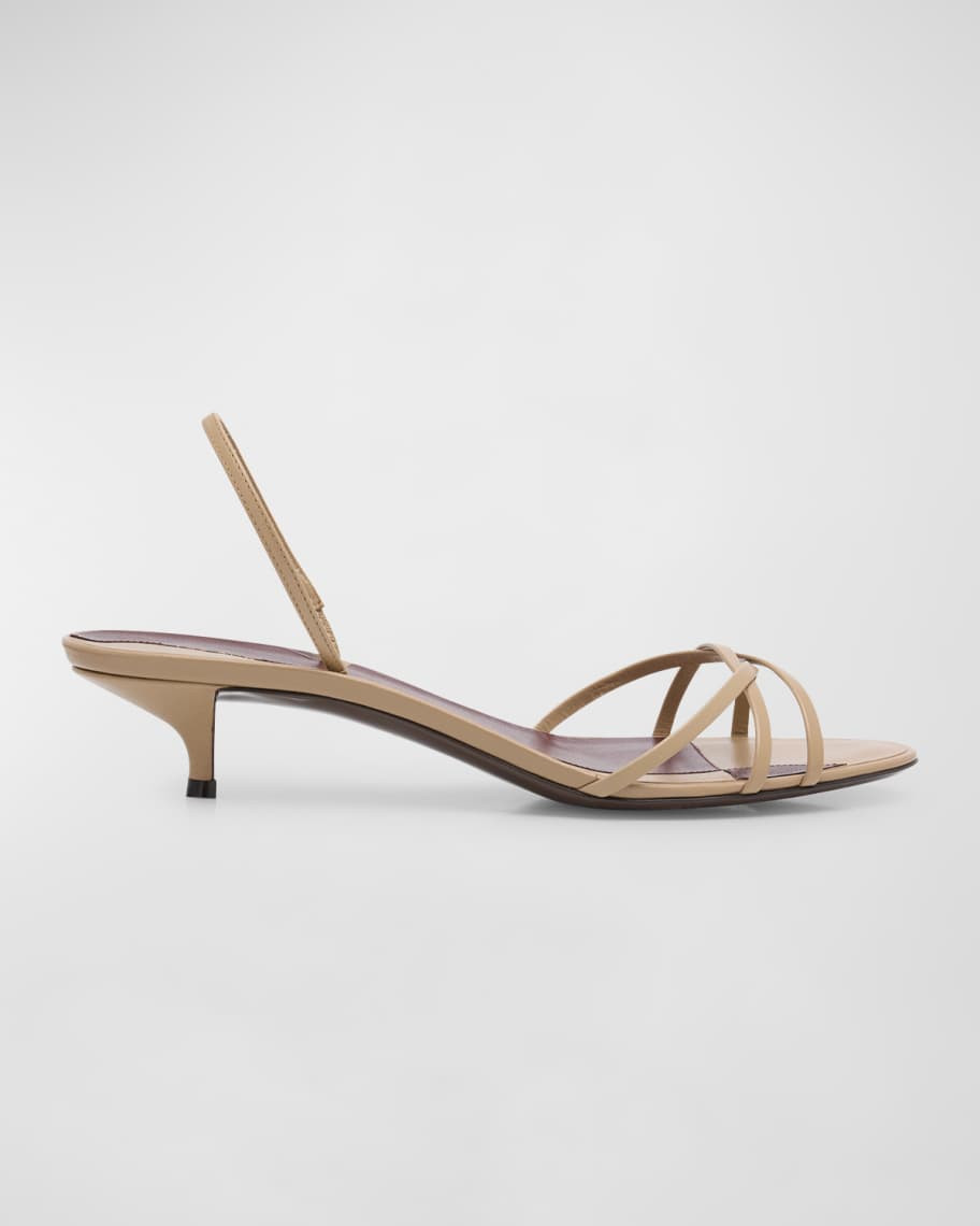 THE ROW Harlow Strappy Kitten-Heel Slingback Sandals | Neiman Marcus