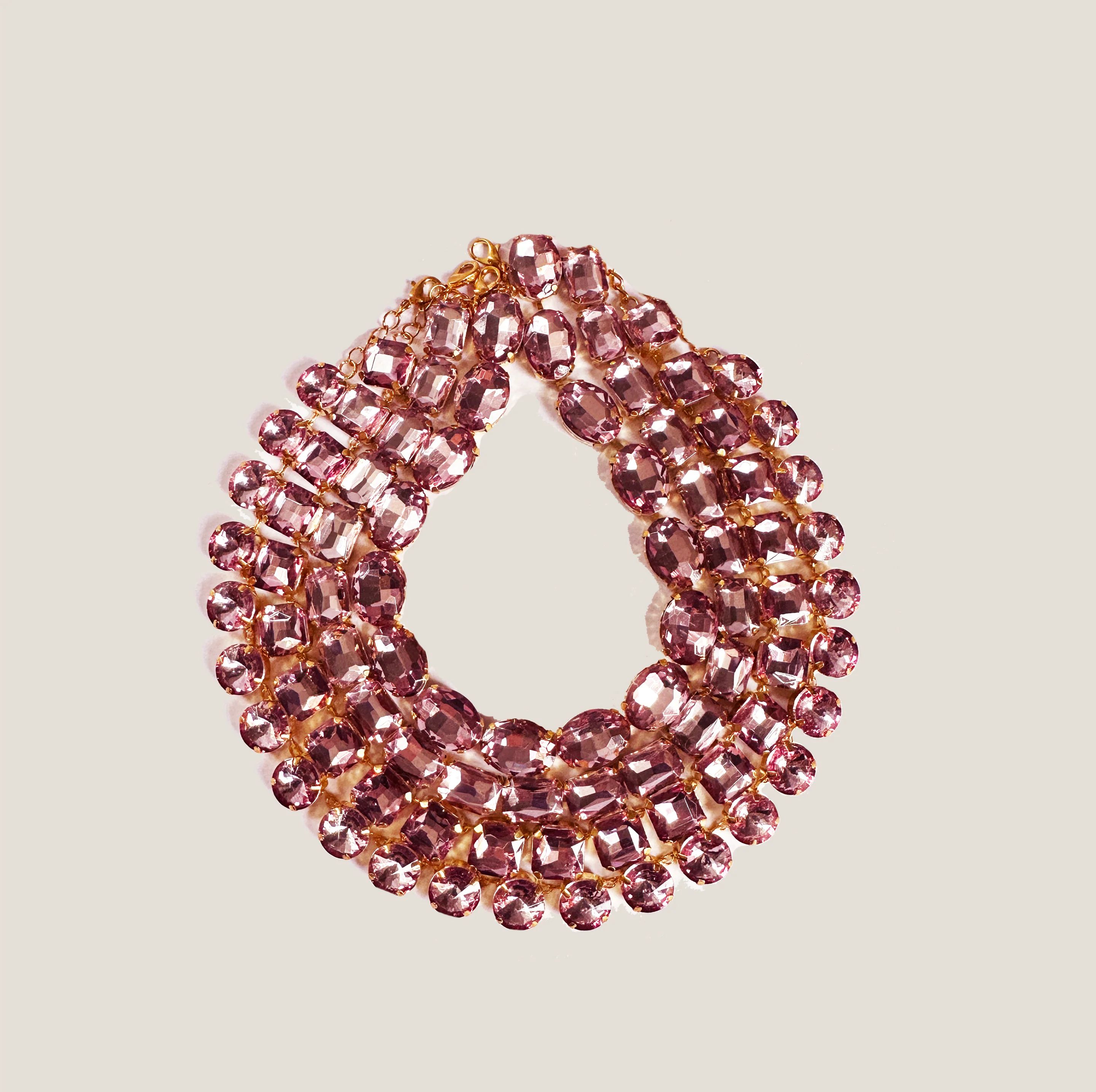 MME.ANNA Necklace - Diamond PINK Crystal | MME.MINK