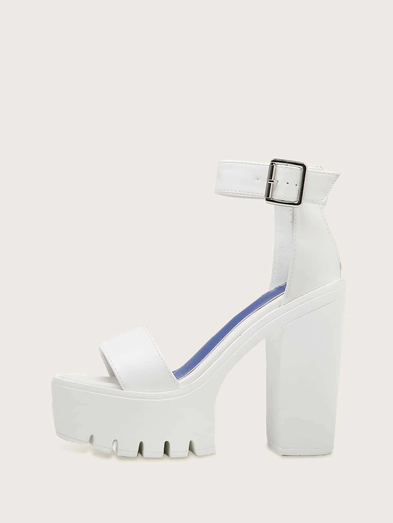 Minimalist Ankle Strap Chunky Heels | SHEIN