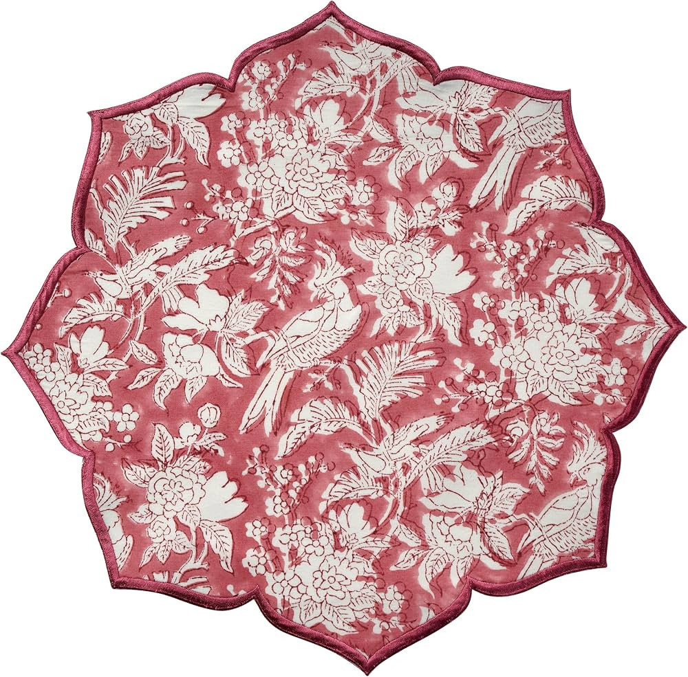 CPC Scalloped Table Placemats Set of 4 100% Cotton Hand Block Printed Flower Shaped-Dinner, Buffe... | Amazon (US)