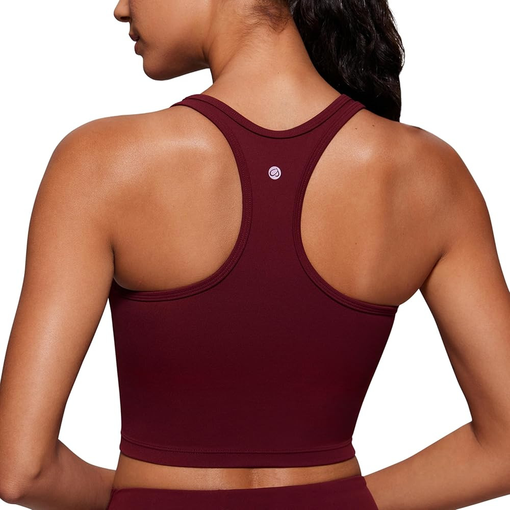 CRZ YOGA Butterluxe Racerback Crop Tank Tops for Women - Padded Y-Back Longline Sports Bras Scoop... | Amazon (US)