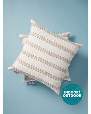 Made In India 18x18 Indoor Outdoor Yarn Dyed Striped Pillows | HomeGoods