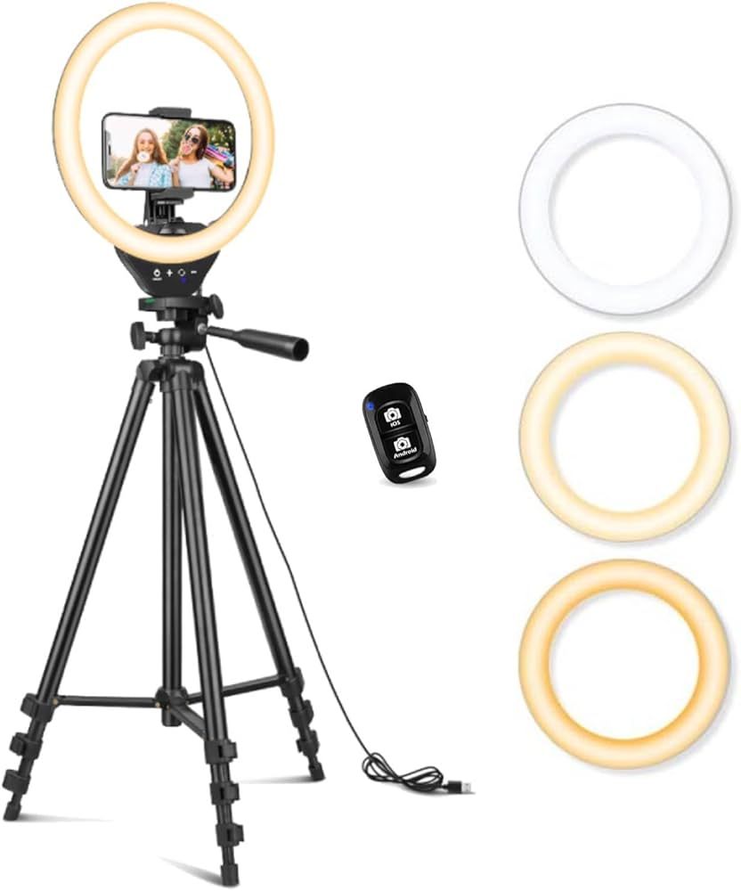 10'' Ring Light with 50'' Extendable Tripod Stand • SENSYNE LED Circle Lights with Phone Holder... | Amazon (US)