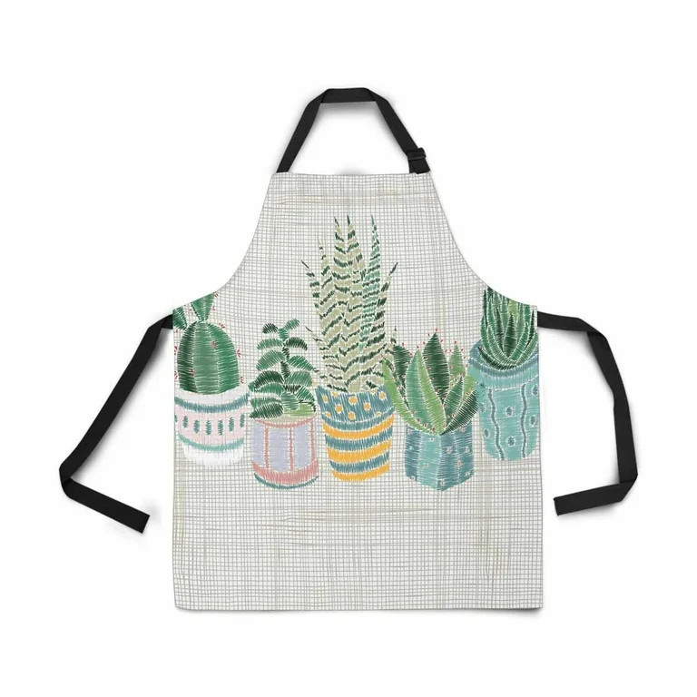 ASHLEIGH Embroidery Succulents Cactus Pots Colorful Floral Adjustable Bib Apron for Women Men Gir... | Walmart (US)