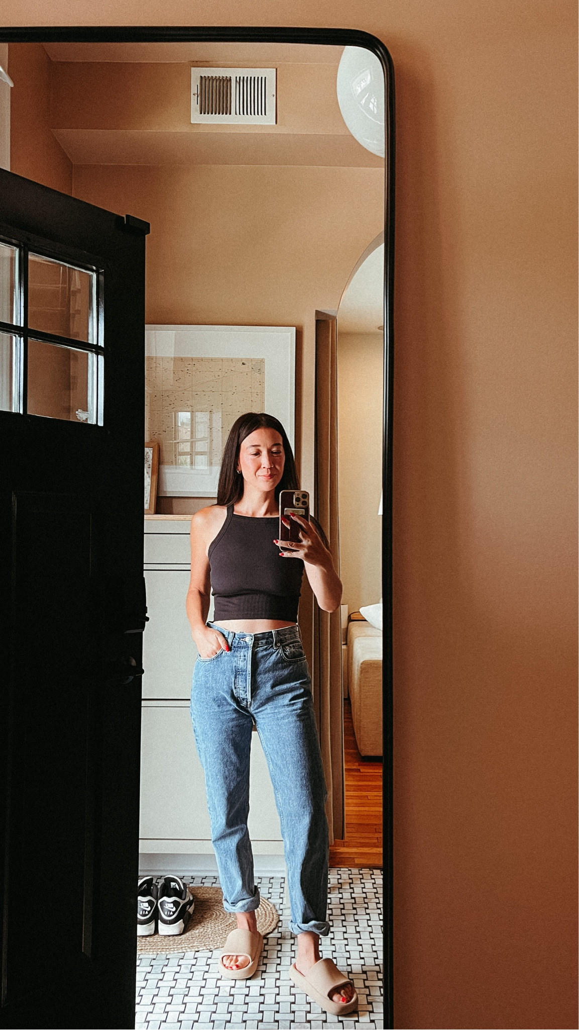 High neck square neck top. Sized up to a medium for a fitted, tank look. Over half off right now, run! 

#LTKActive #LTKFindsUnder50 #LTKOver40