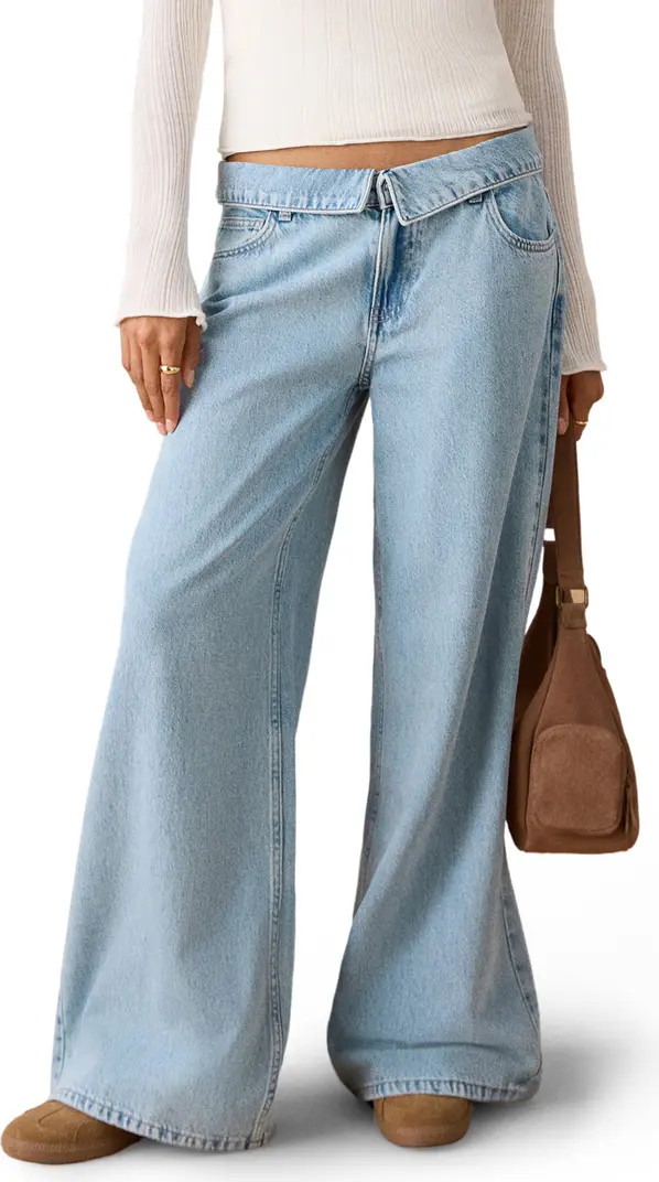Foldover Low Rise Wide Leg Jeans | Nordstrom