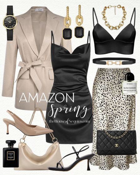 Shop these Amazon date night Spring Outfit finds! Valentine outfit, satin dress, houndstooth blazer, satin midi skirt, satin bralette, Steve Madden strappy sandals, Chanel WOC look for less, satin evening bag, slingback kitten heels and more!

Follow my shop @thehouseofsequins on the @shop.LTK app to shop this post and get my exclusive app-only content!

#liketkit 
@shop.ltk
https://liketk.it/4uTx1

Follow my shop @thehouseofsequins on the @shop.LTK app to shop this post and get my exclusive app-only content!

#liketkit 
@shop.ltk
https://liketk.it/4uUr5

#LTKstyletip #LTKSeasonal #LTKfindsunder50