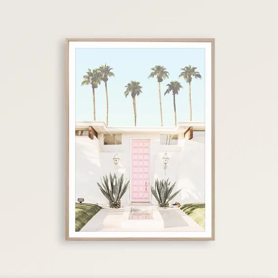 California Wall Art Pink Beach Print Palm Springs Art Pastel Beach Wall Art Tropical Poster Summe... | Etsy (US)