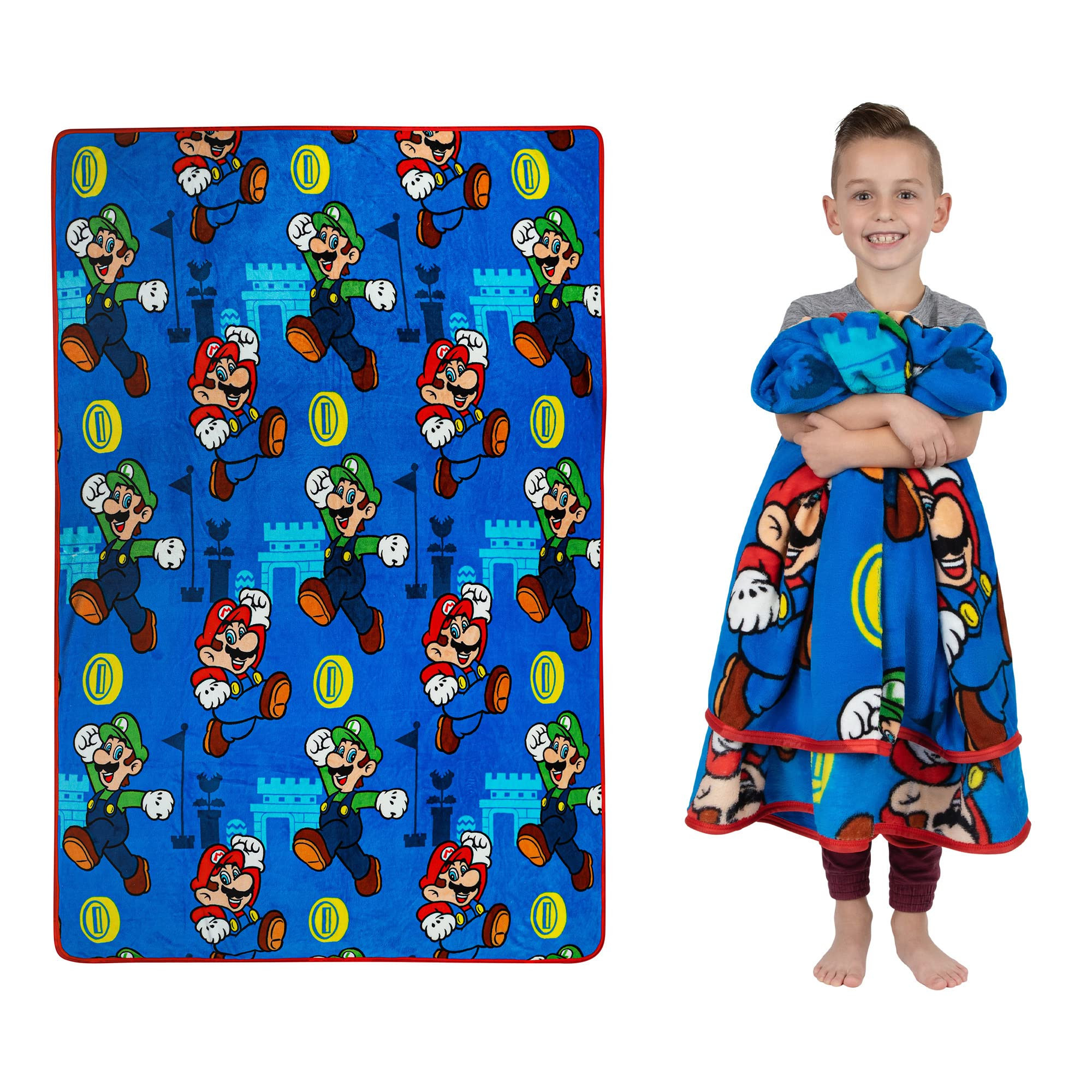 Franco Kids Bedding Super Soft Plush Throw Blanket, 62" x 90", Super Mario,AB0518 | Amazon (US)